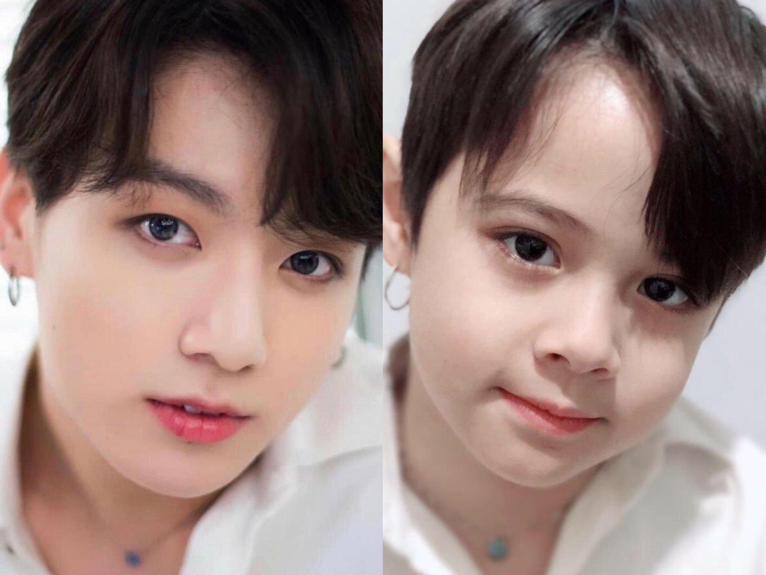 Cau be noi tieng tren mang vi lam toc, chup anh giong Jungkook hinh anh