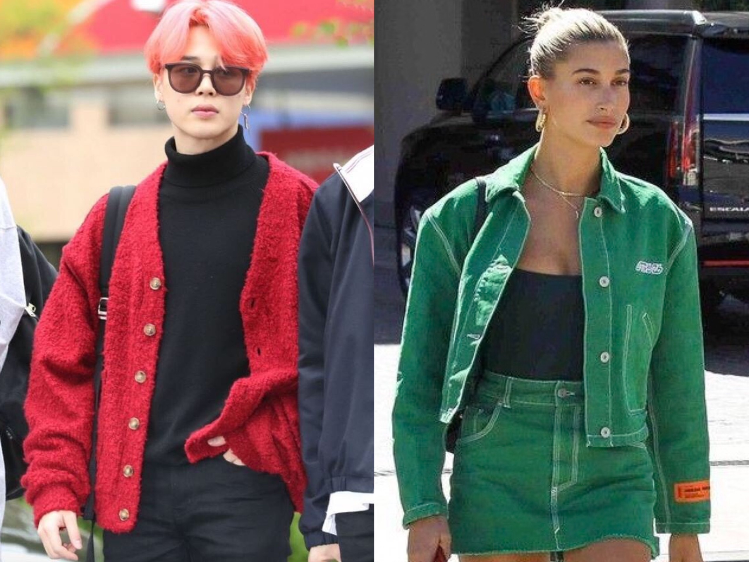 Loat do mau xanh, do da duoc Jimin (BTS) va dan sao mac nhu the nao? hinh anh