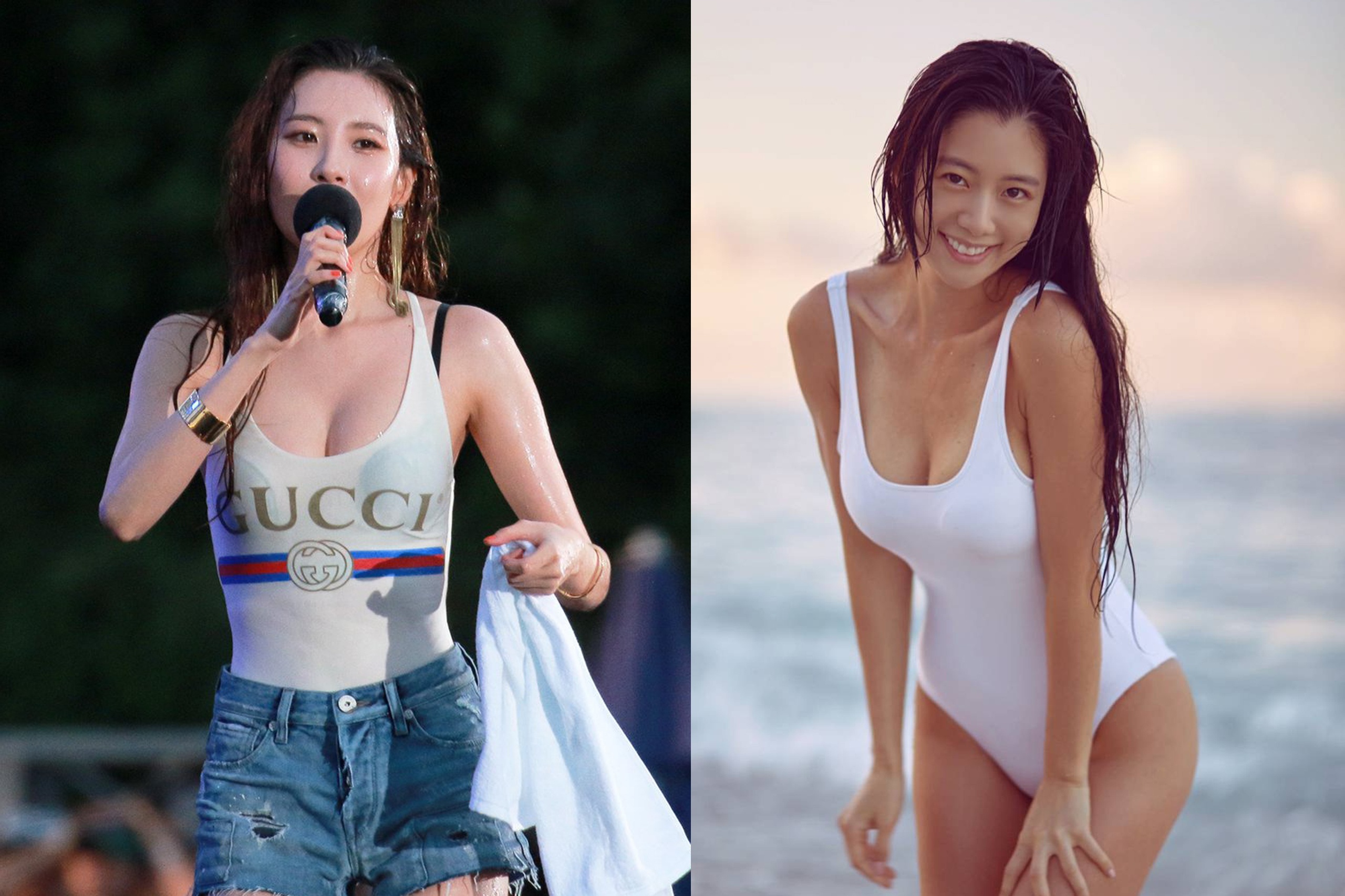 Sunmi va dan my nhan Han khoe tron duong cong co the voi swimsuit hinh anh