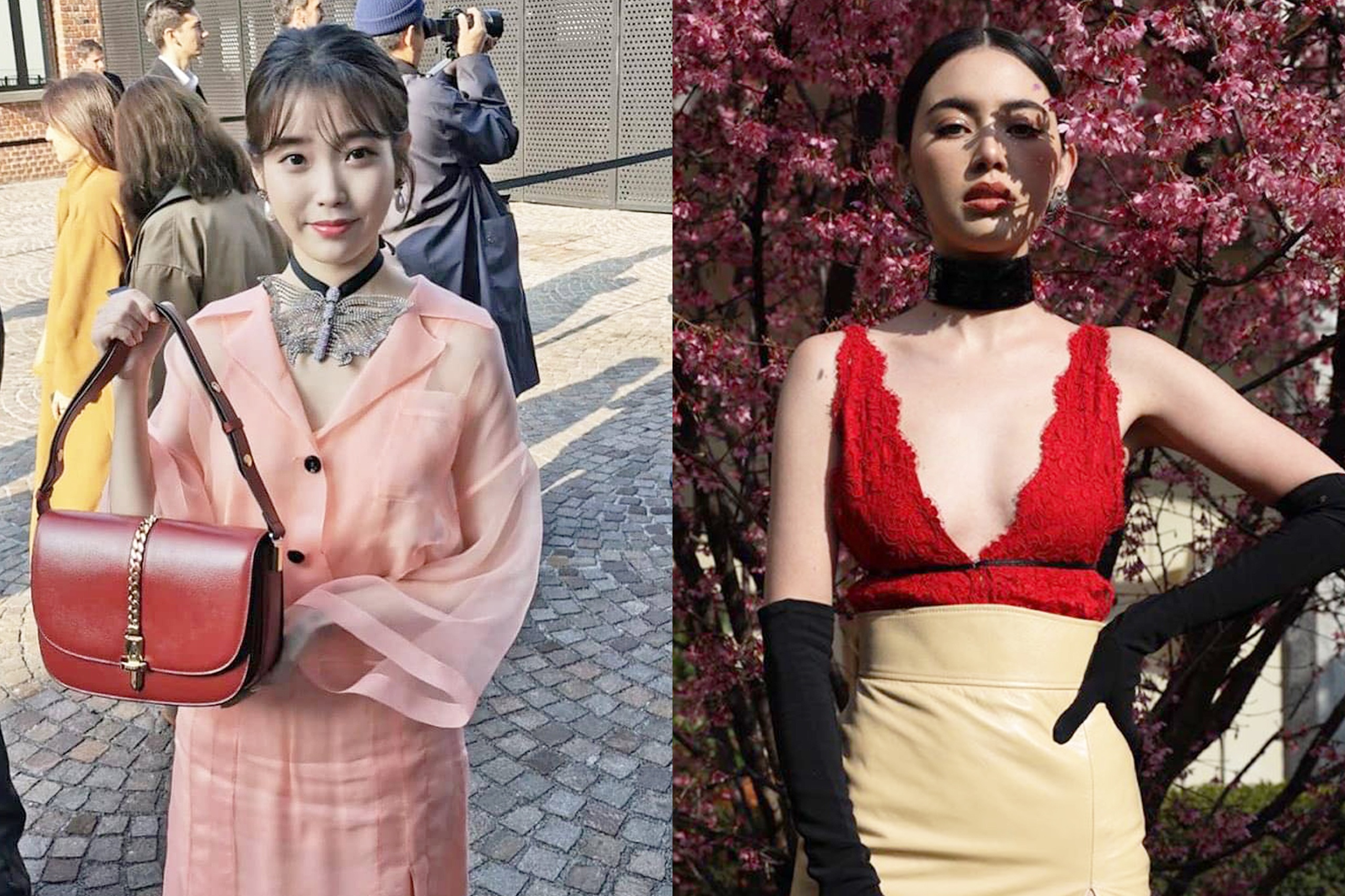 IU dien do nu tinh, Mai Davika mac ao xe nguc khi du show Gucci hinh anh