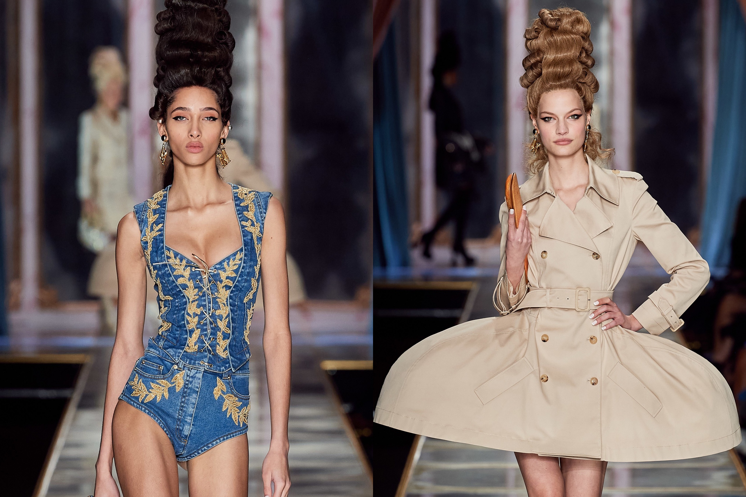 Nguoi mau Moschino doi toc cao vut, mac vay long ban len san dien hinh anh