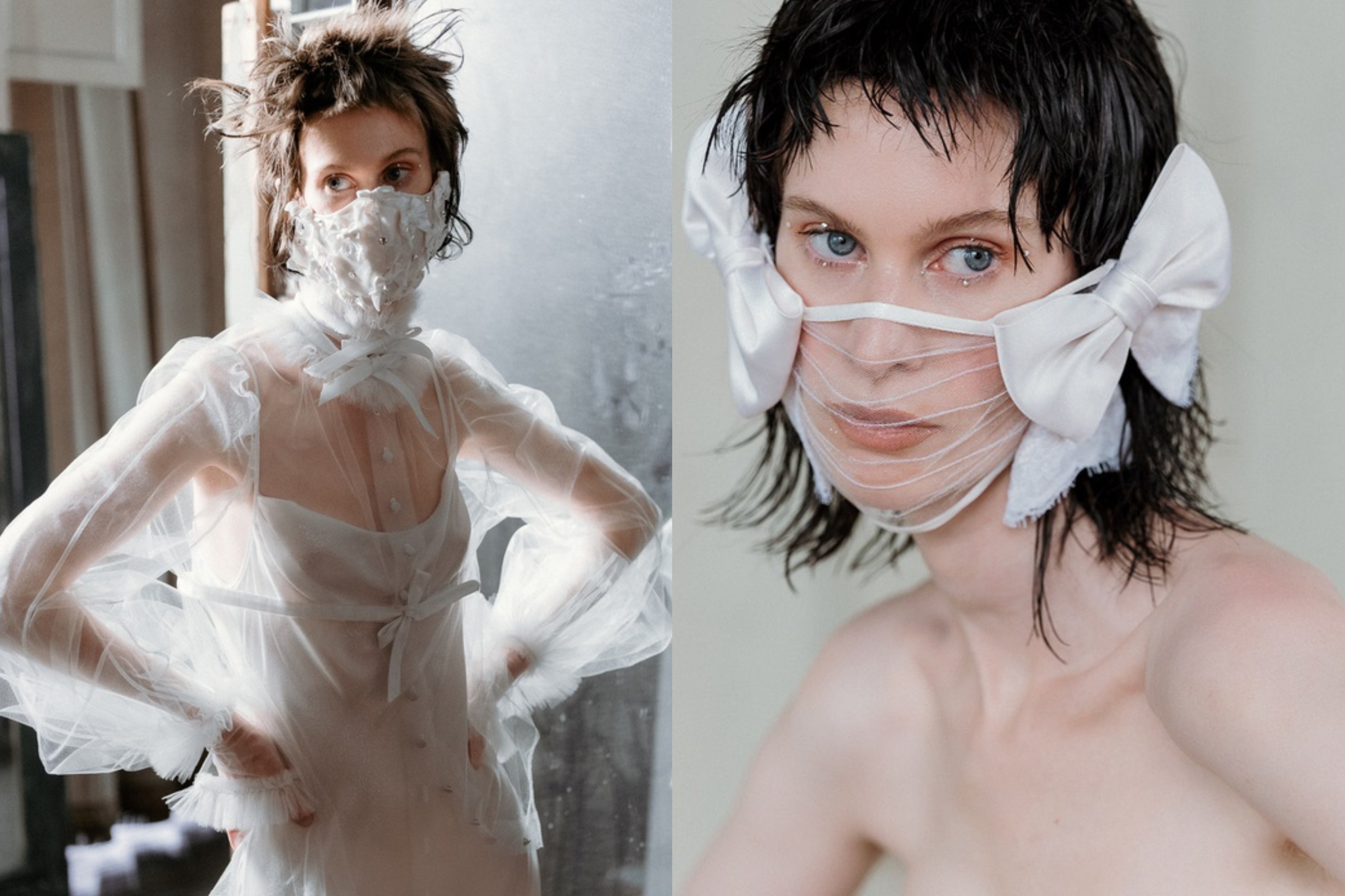 Vay cuoi kem khau trang xuyen thau cho mua dich hinh anh