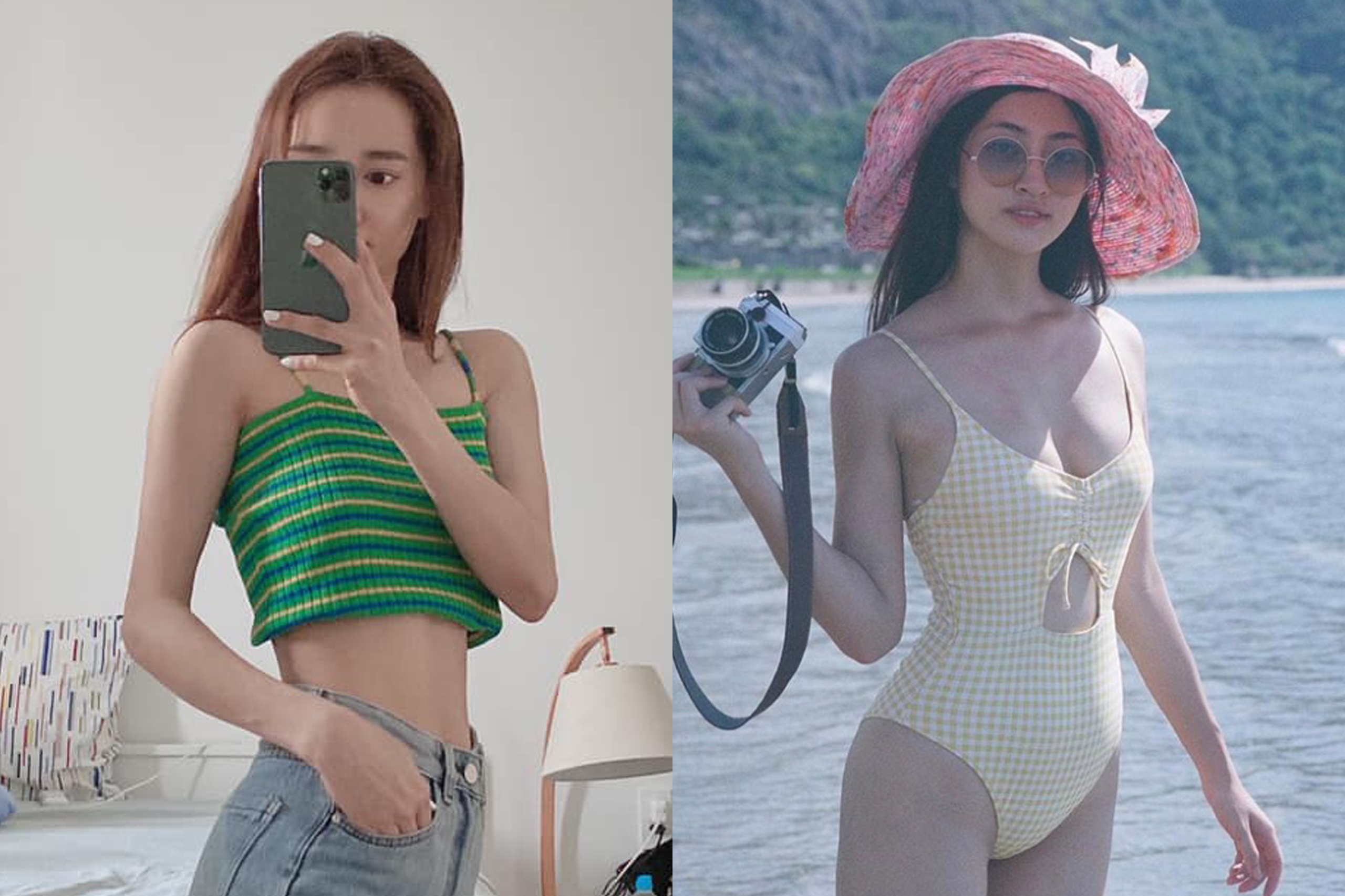 Nha Phuong ven ao khoe eo thon, Luong Thuy Linh tao dang voi bikini hinh anh