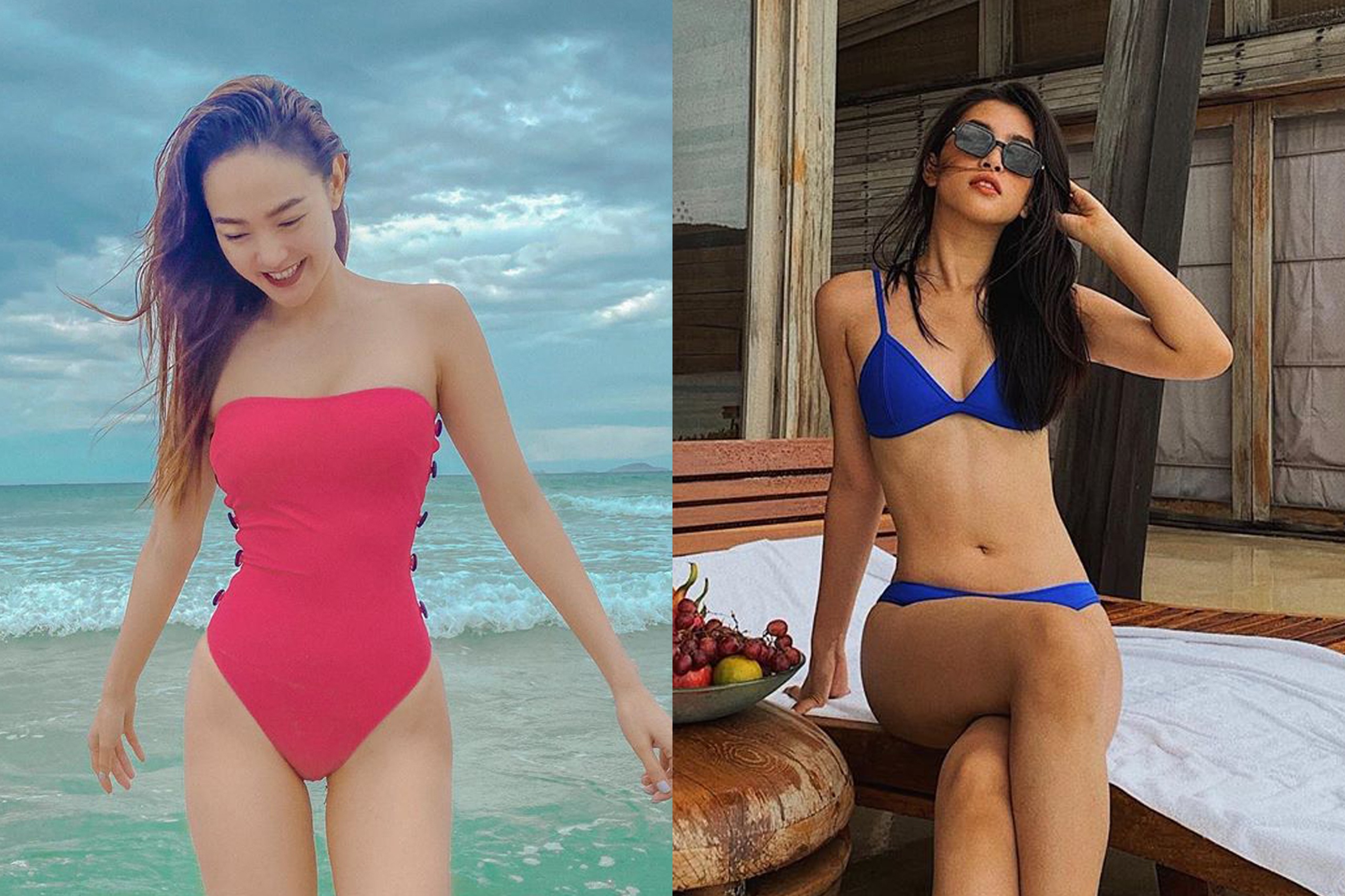 Minh Hang mac do boi cup nguc, Tieu Vy khoe eo thon voi bikini hinh anh