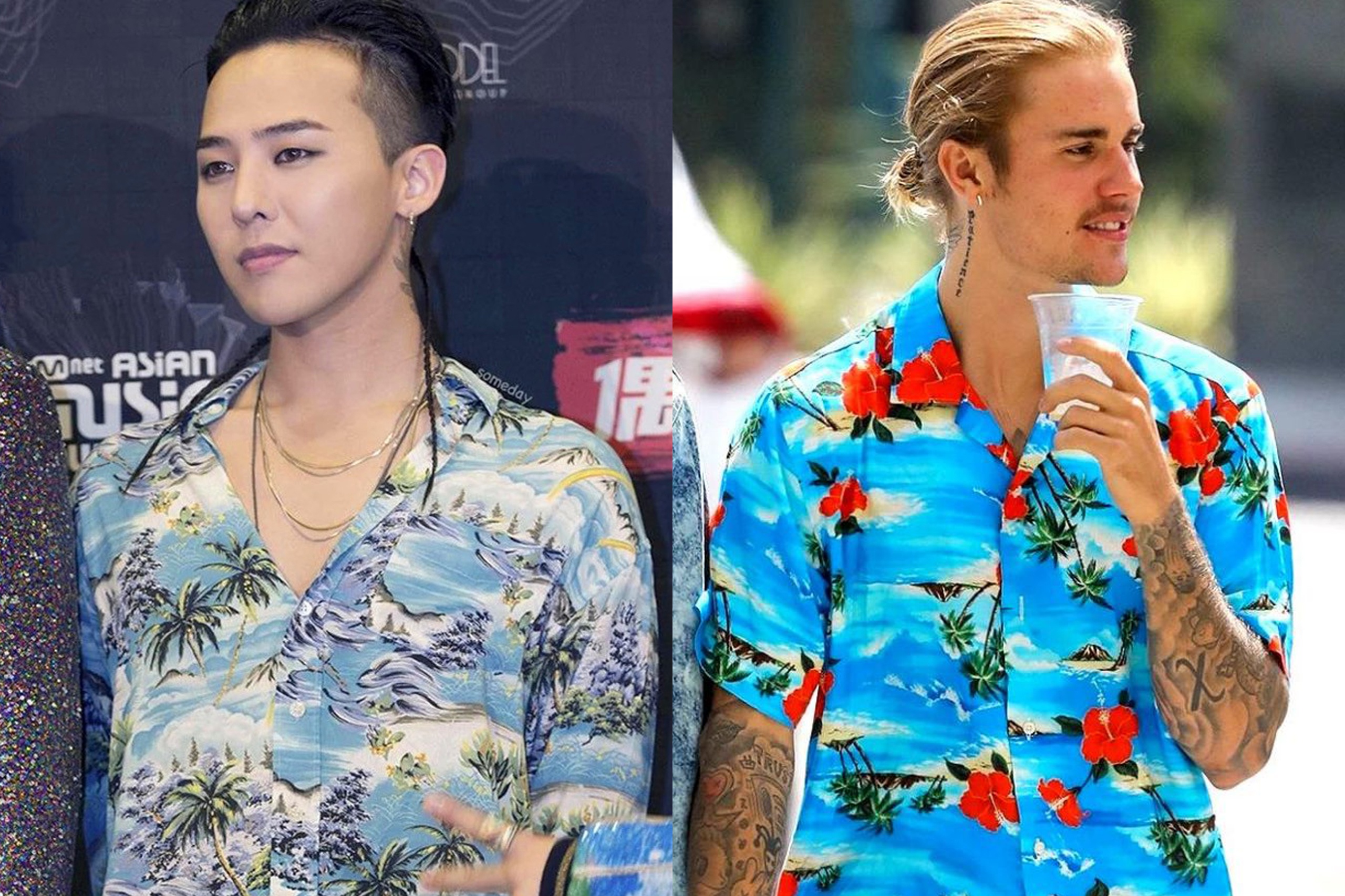G-Dragon, Justin Bieber chuong mac ao so mi hoa mau sac hinh anh