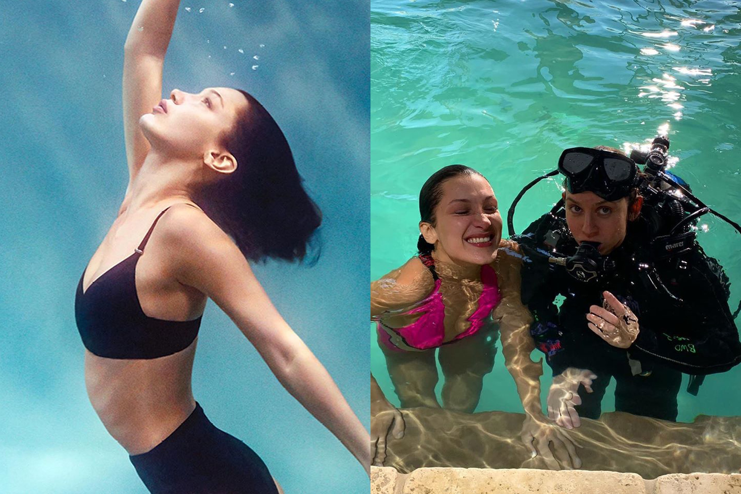 Hau truong bo anh tao dang duoi nuoc cua Bella Hadid hinh anh