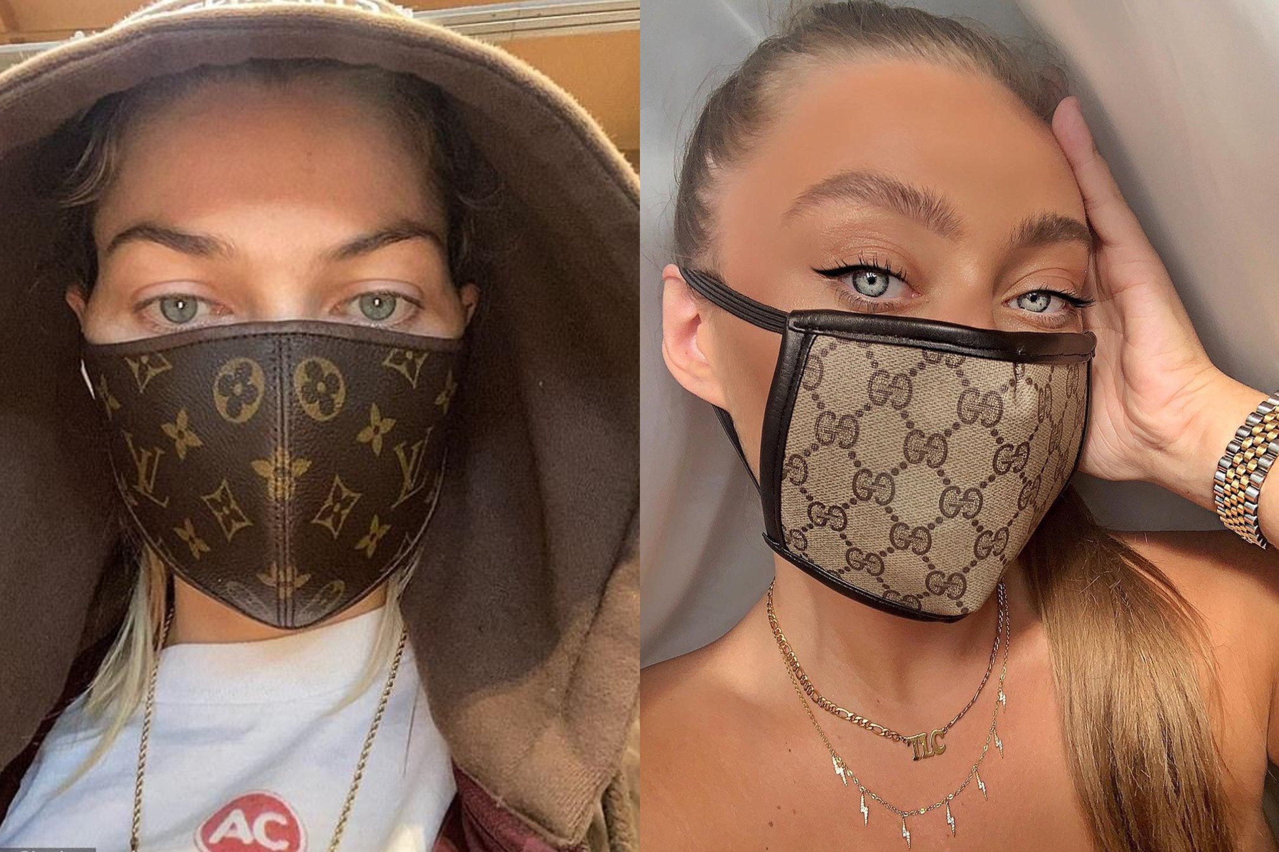Dan mang ro mot deo khau trang Gucci, Louis Vuitton fake hinh anh