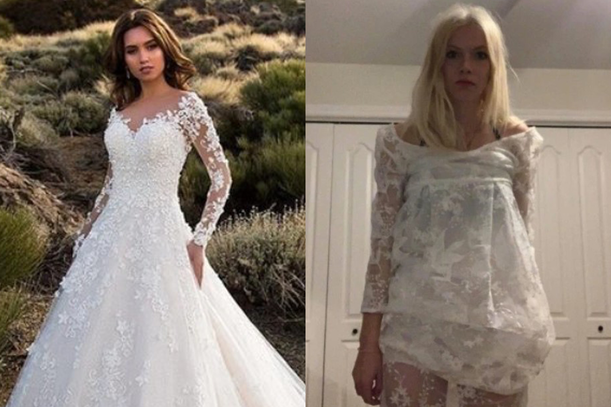 Co dau nhan duoc vay cuoi khac xa anh tren mang hinh anh