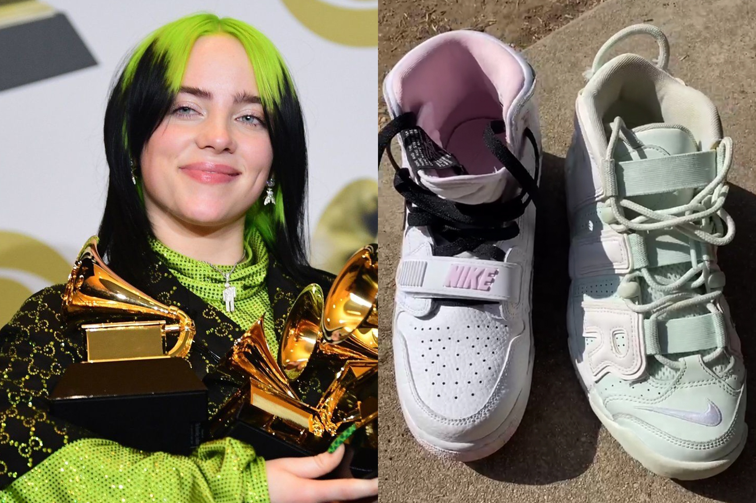 Tranh cai ve giay cua Billie Eilish co mau hong hay xanh hinh anh