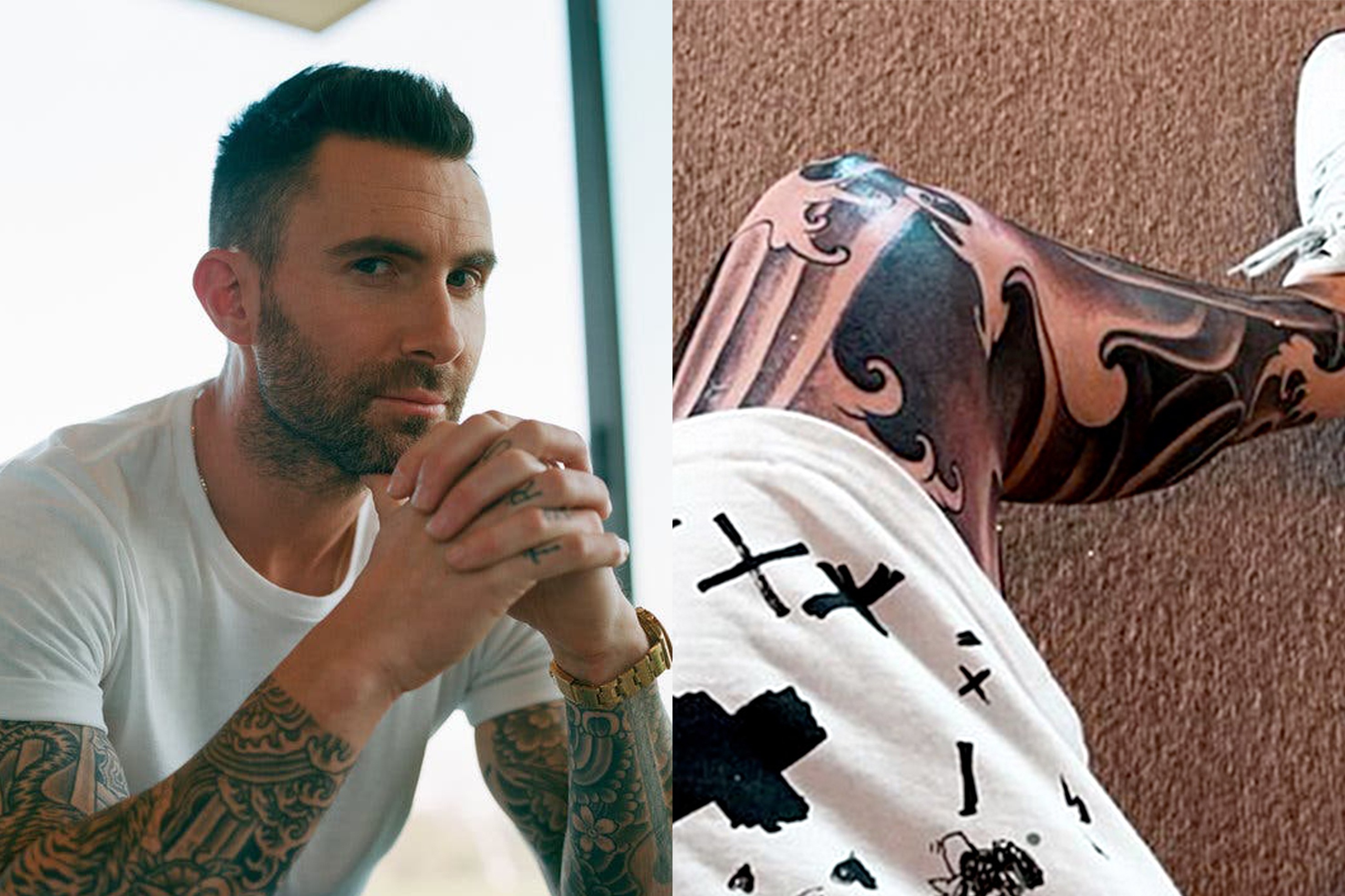Adam Levine mat 3 ngay de xam hinh kin chan trai hinh anh