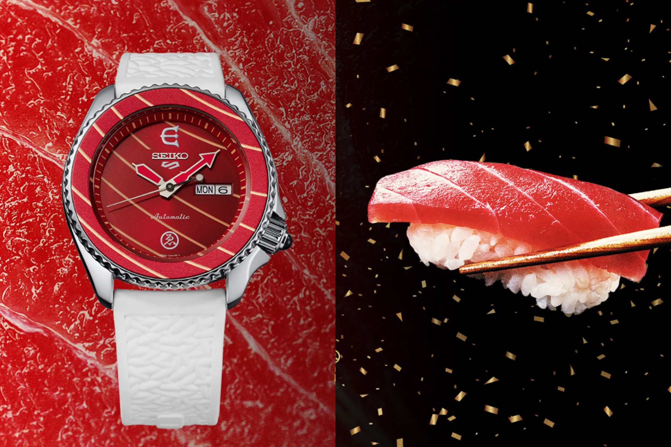 Dong ho duoc lay cam hung tu sushi, van truot hinh anh