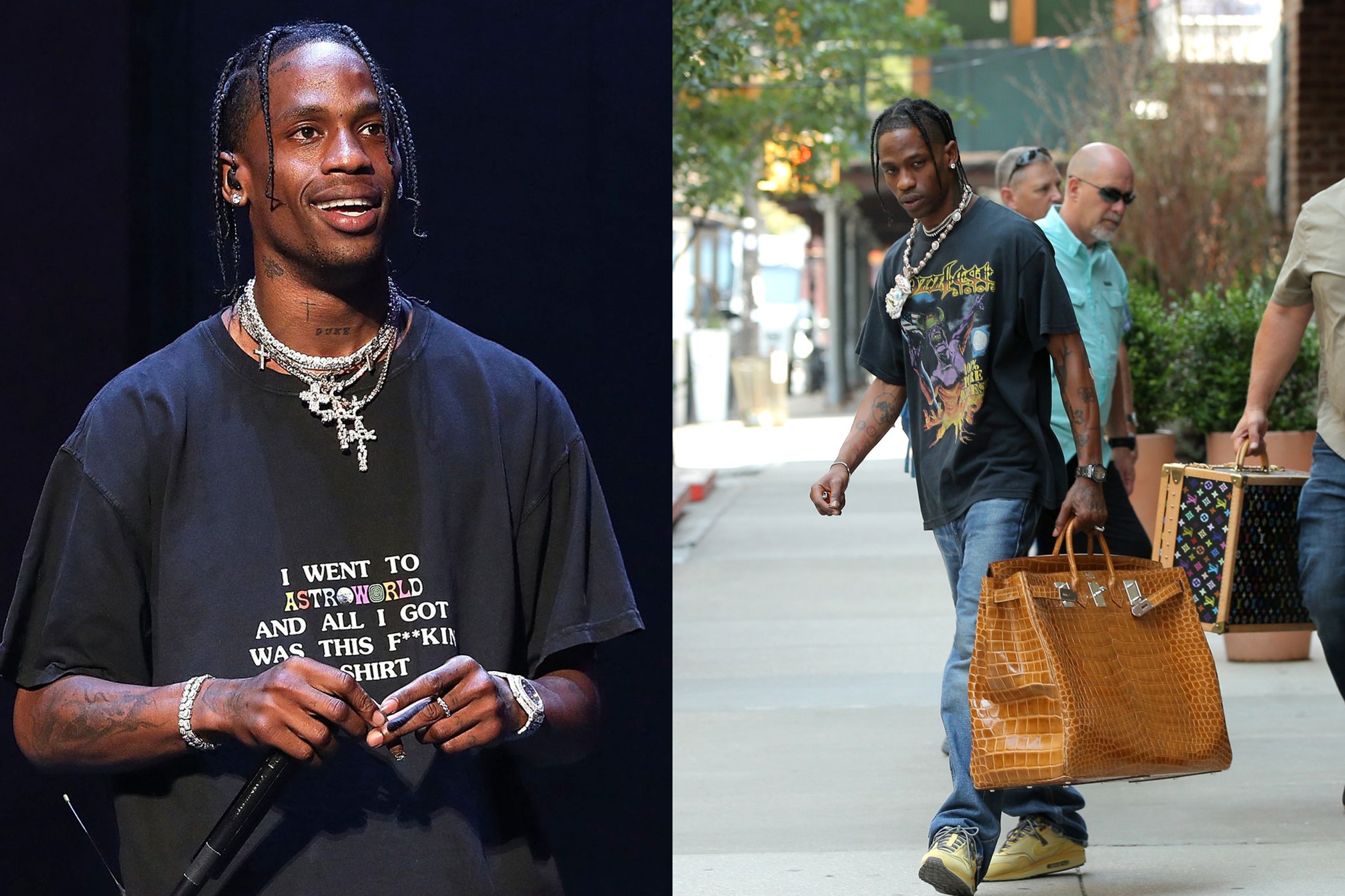 Rapper Travis Scott xach tui Hermes co lon hinh anh