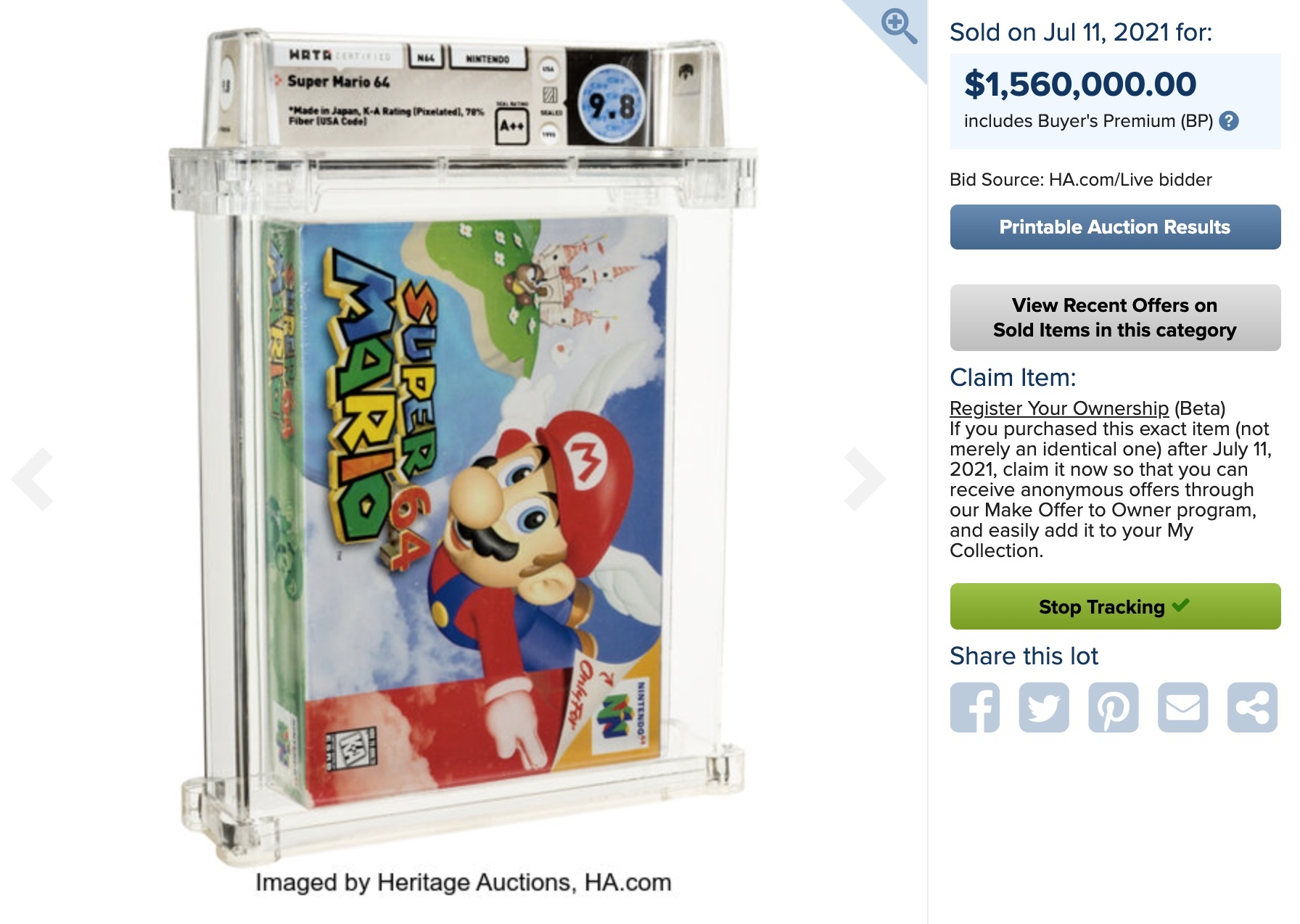 bang game Super Mario 64 gia hon 1, 5 trieu USD anh 1