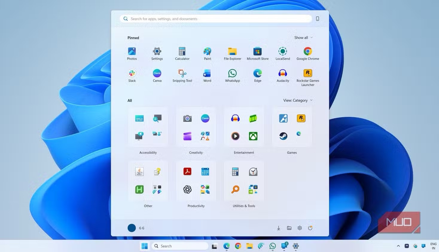 menu Start tren Windows 11 anh 1