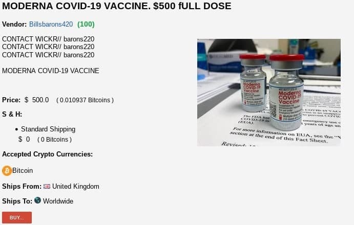 vaccine covid-19 gia duoc ban tren dark web anh 1