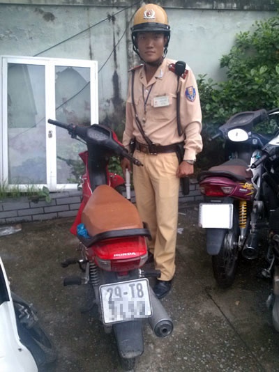 Chiếc xe tang vật tại cơ quan công an.