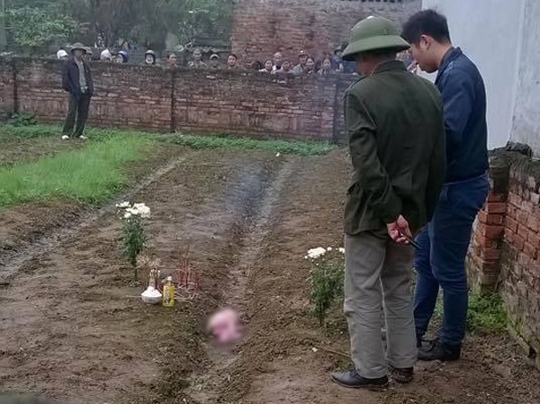 Thi the thai nhi con day ron o vuon nha dan hinh anh