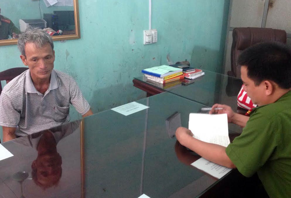 Chu Quang Đạo tại cơ quan công an. Ảnh: Hoàng Lam.