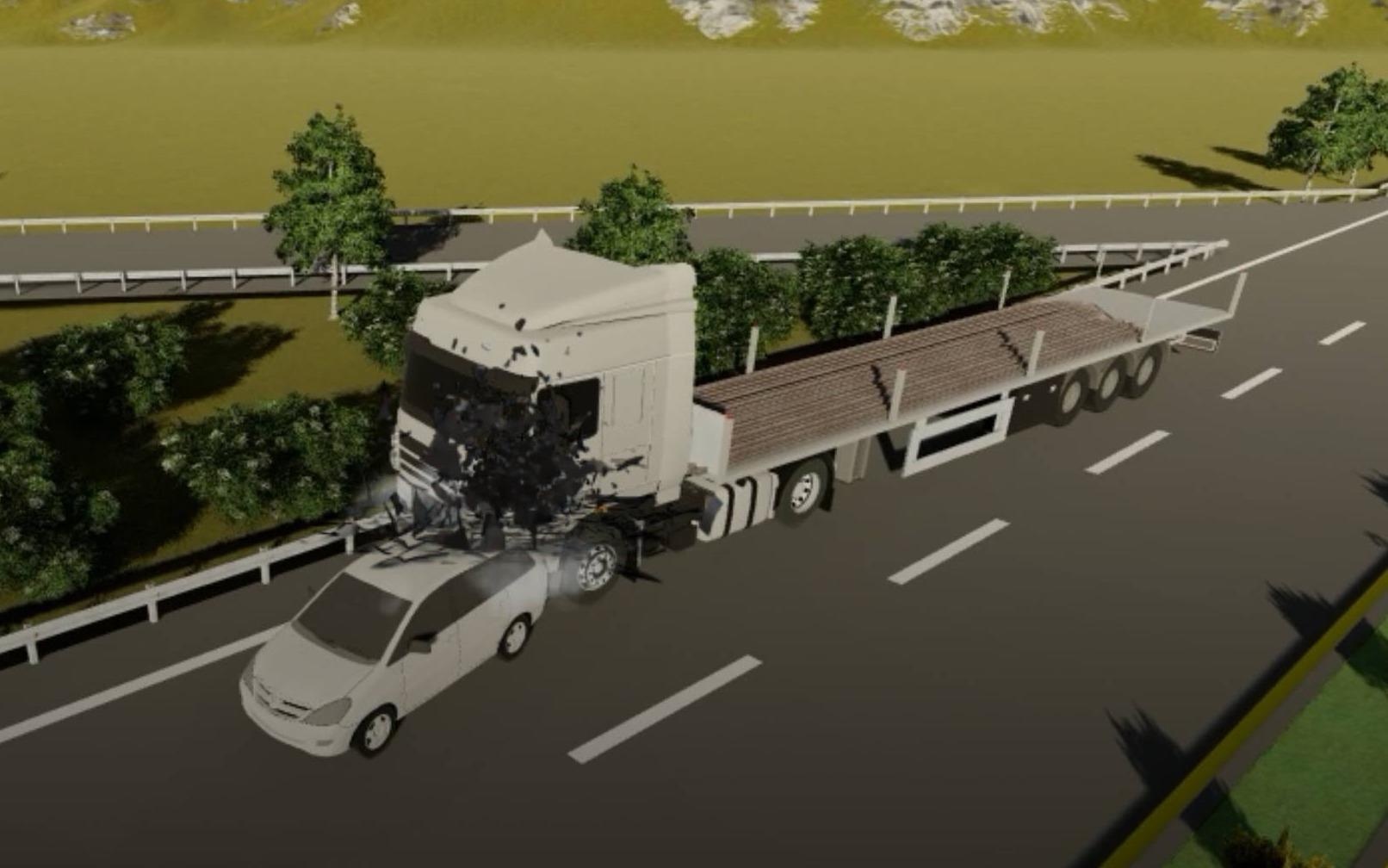 'Qua vo ly khi xe container giam toc do 62 km/h ve 0 chi trong 1 giay' hinh anh