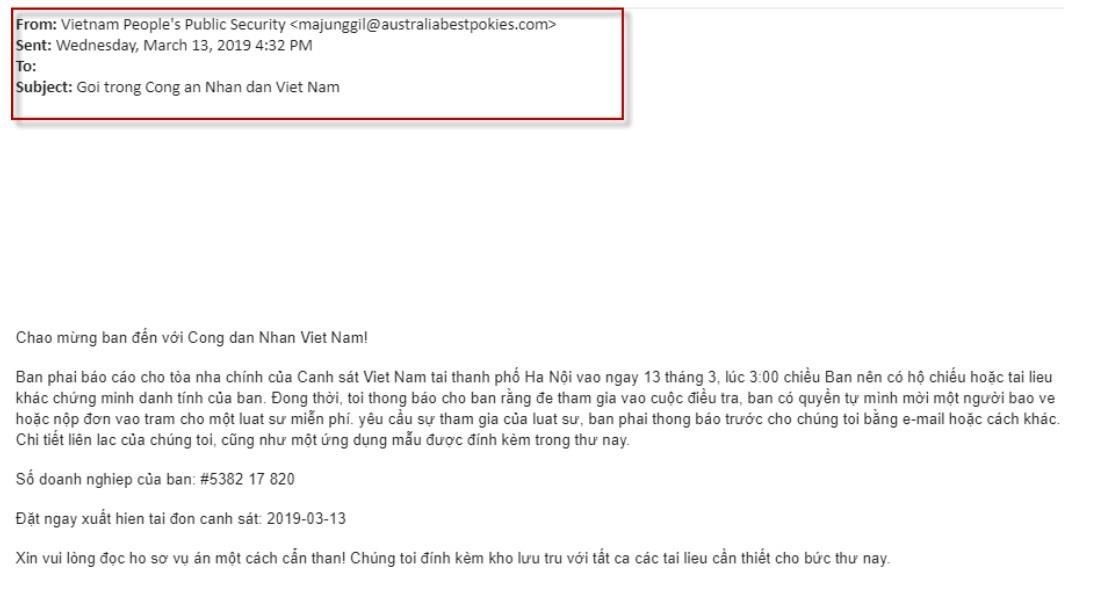 Mã độc giả mạo Bộ Công an ảnh 1 Ma doc gia mao Bo Cong an anh 1