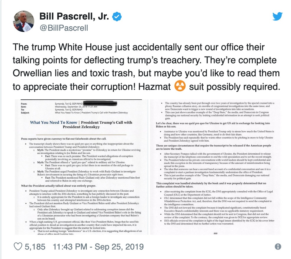 Nhà Trắng gửi điểm luận tội Trump cho đảng Dân chủ ảnh 1 Nha Trang gui diem luan toi Trump cho dang Dan chu anh 1