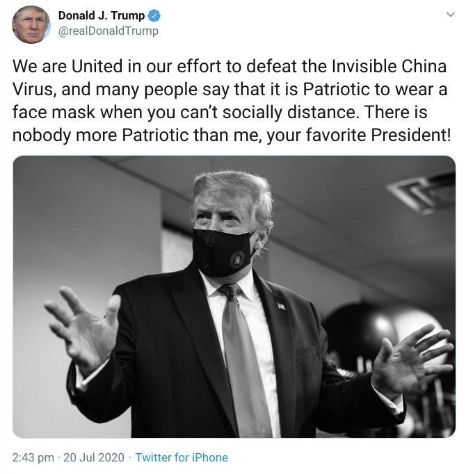 Trump noi deo khau trang la yeu nuoc anh 1