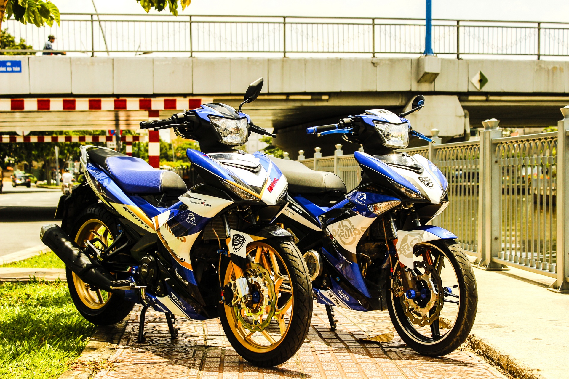 Hai chiec Exciter son dan ao giong nhau o Sai Gon hinh anh