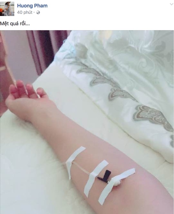 Phạm Hương kiệt sức phải truyền nước ảnh 1 Pham Huong kiet suc phai truyen nuoc anh 1