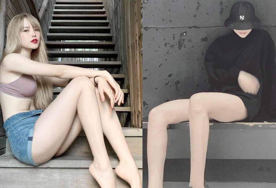 'Ban gai' Son Tung nong bong, Hien Ho nhu photoshop loi khi khoe chan hinh anh