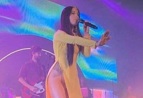 Ngo Thanh Van buc xuc khi nu ca si My mac ao dai khong quan hinh anh