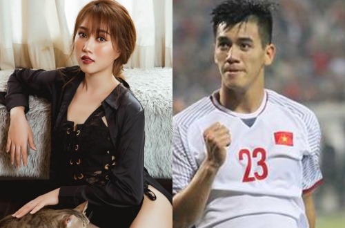 Dien vien Huynh Hong Loan dang tim hieu cau thu Tien Linh hinh anh