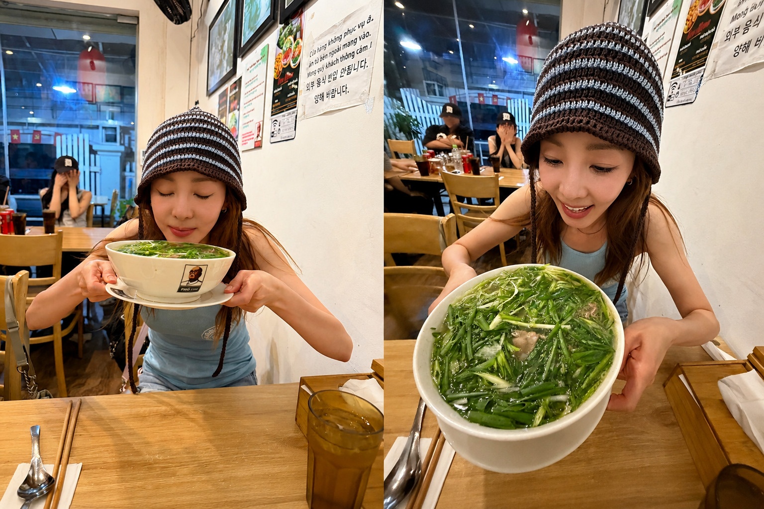 My nhan Han an pho ngap hanh o Ha Noi hinh anh