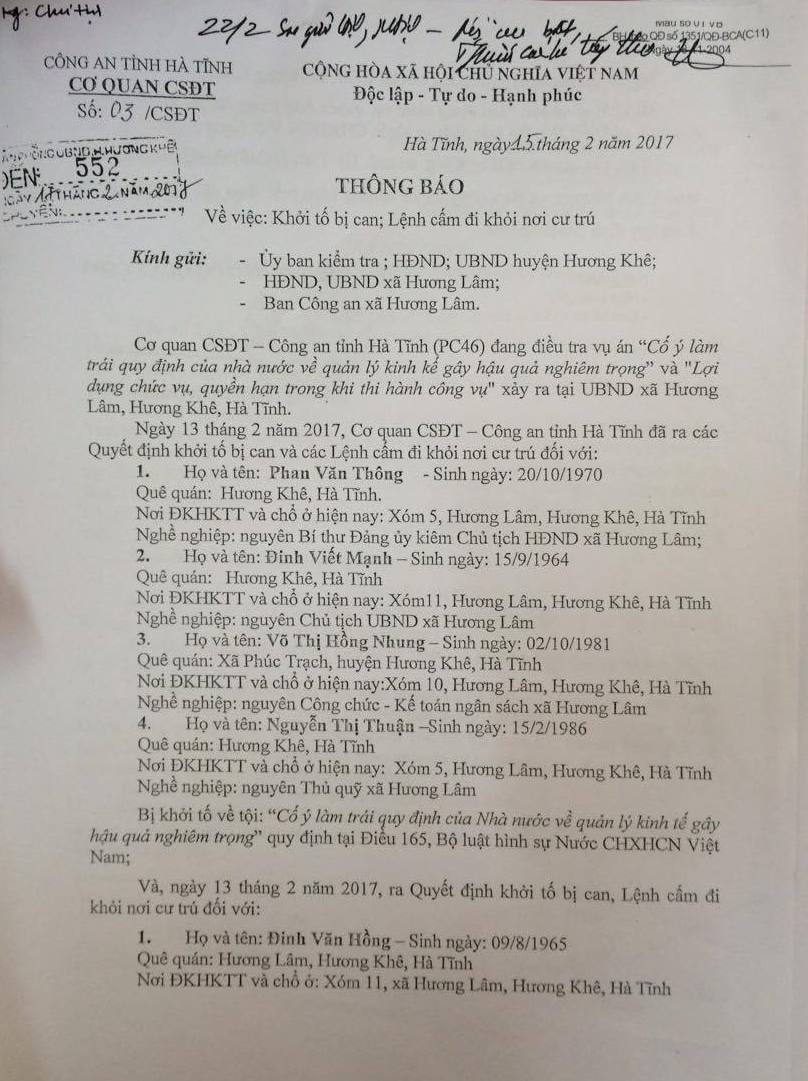 khởi tố nhiều cán bộ xã Hương Lâm ảnh 2 khoi to nhieu can bo xa Huong Lam anh 2