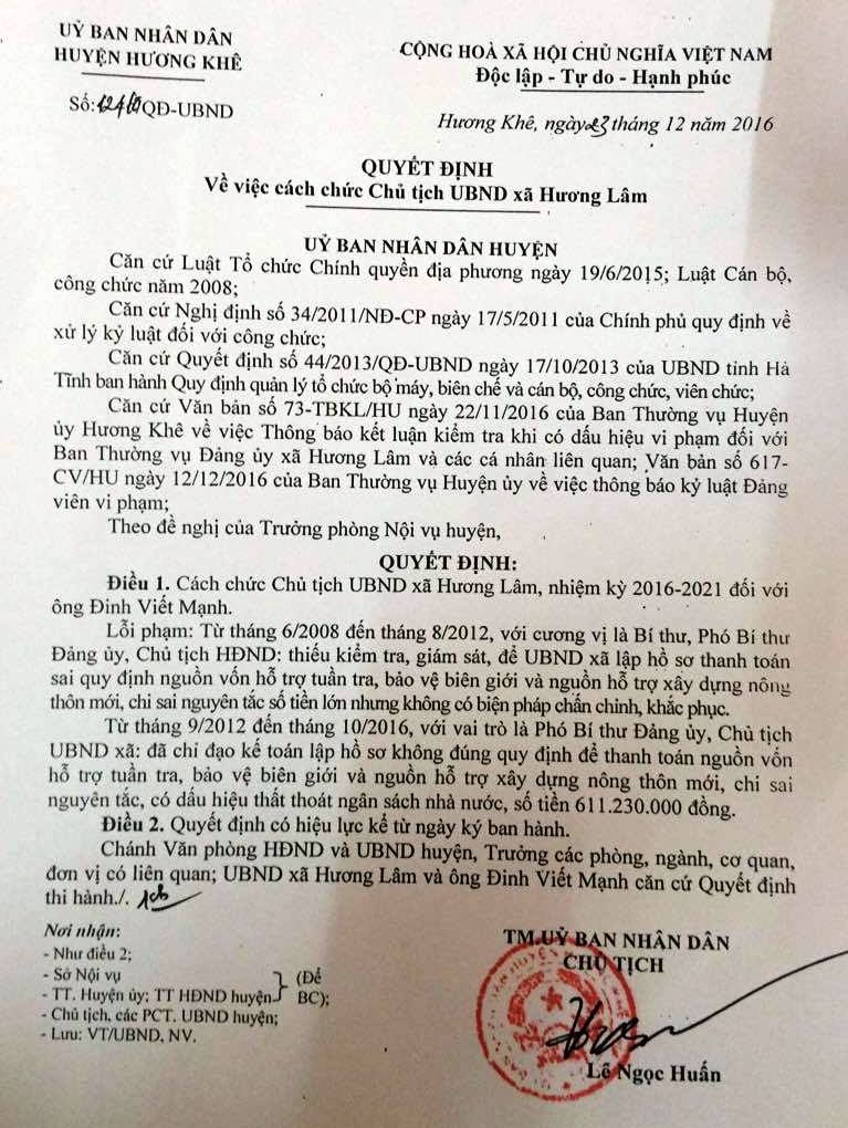 khởi tố nhiều cán bộ xã Hương Lâm ảnh 1 khoi to nhieu can bo xa Huong Lam anh 1