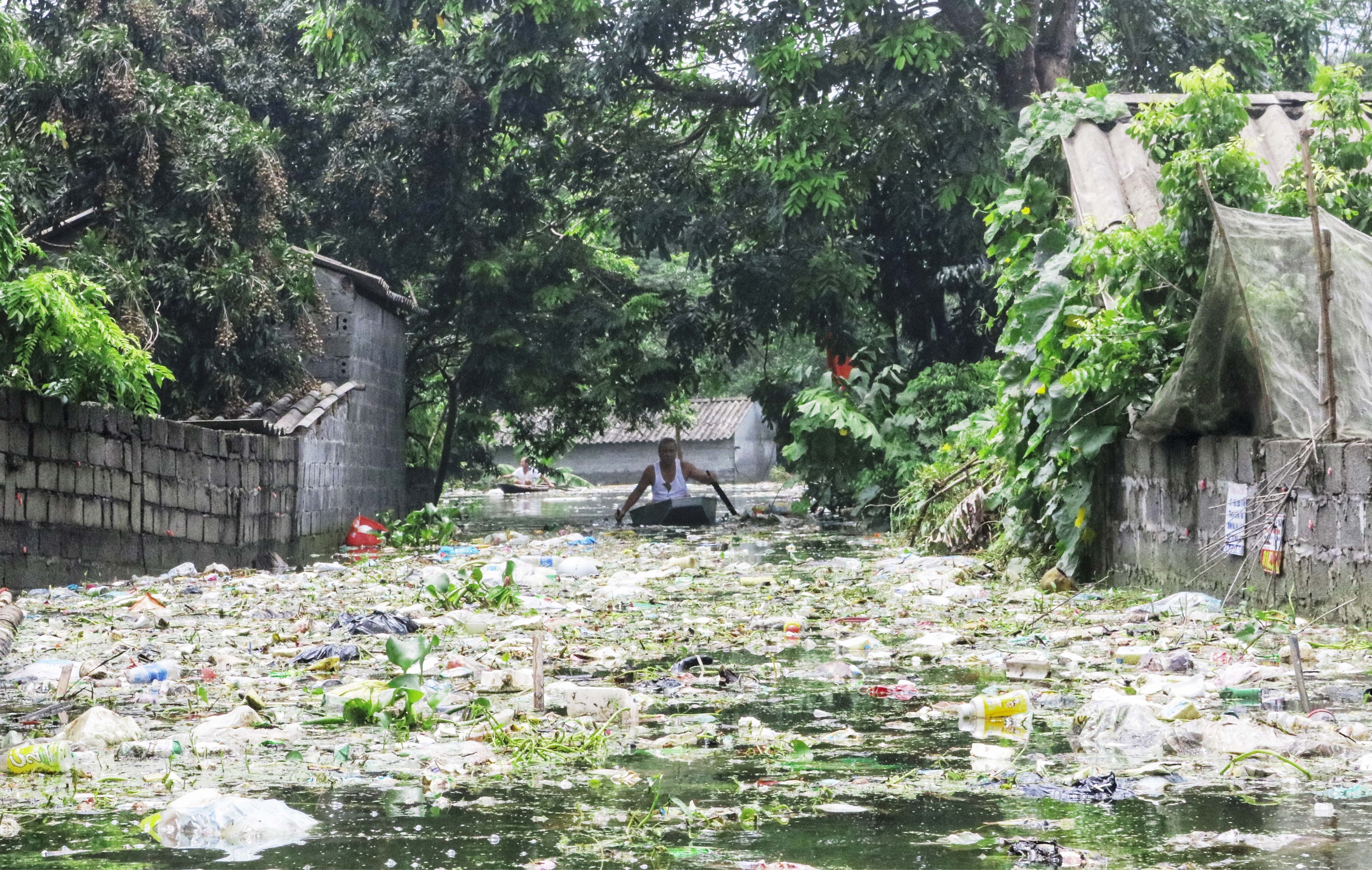 Nguoi dan ngoai thanh Ha Noi chat vat voi rac sau mua lu hinh anh