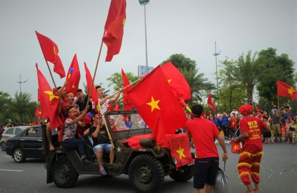 Co dong vien hoi hop cho don doan Olympic Viet Nam ve nuoc hinh anh