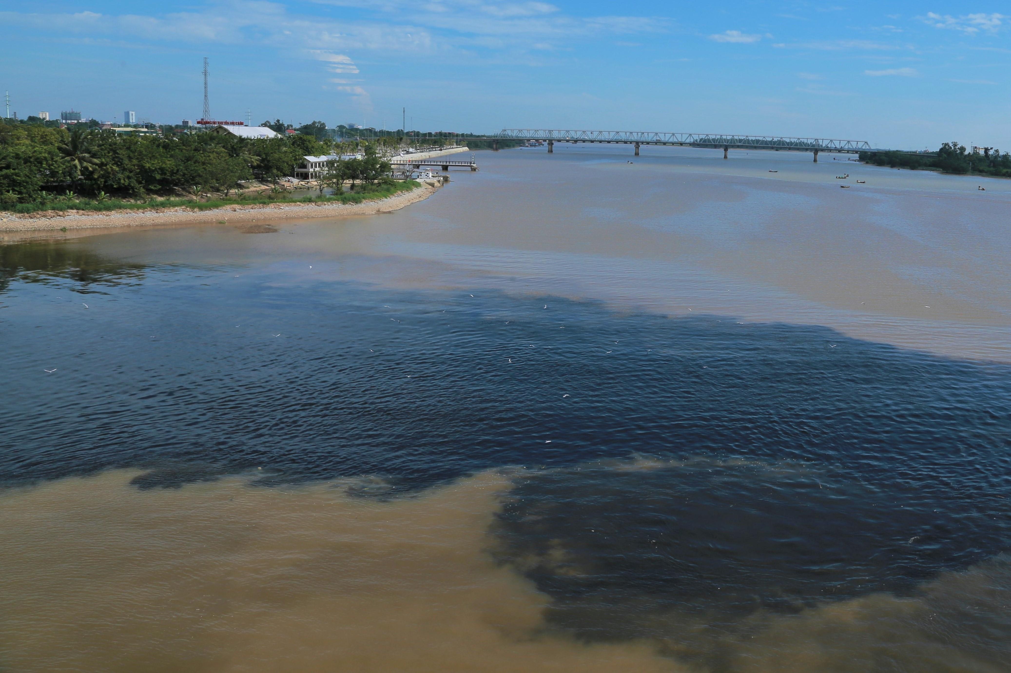 Nuoc song doi mau den dac, ca chet noi lenh phenh hinh anh