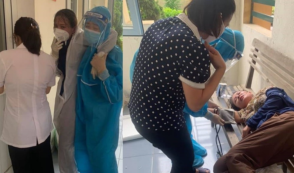 Nu dieu duong ngat xiu vi kiet suc khi lay mau xet nghiem Covid-19 hinh anh