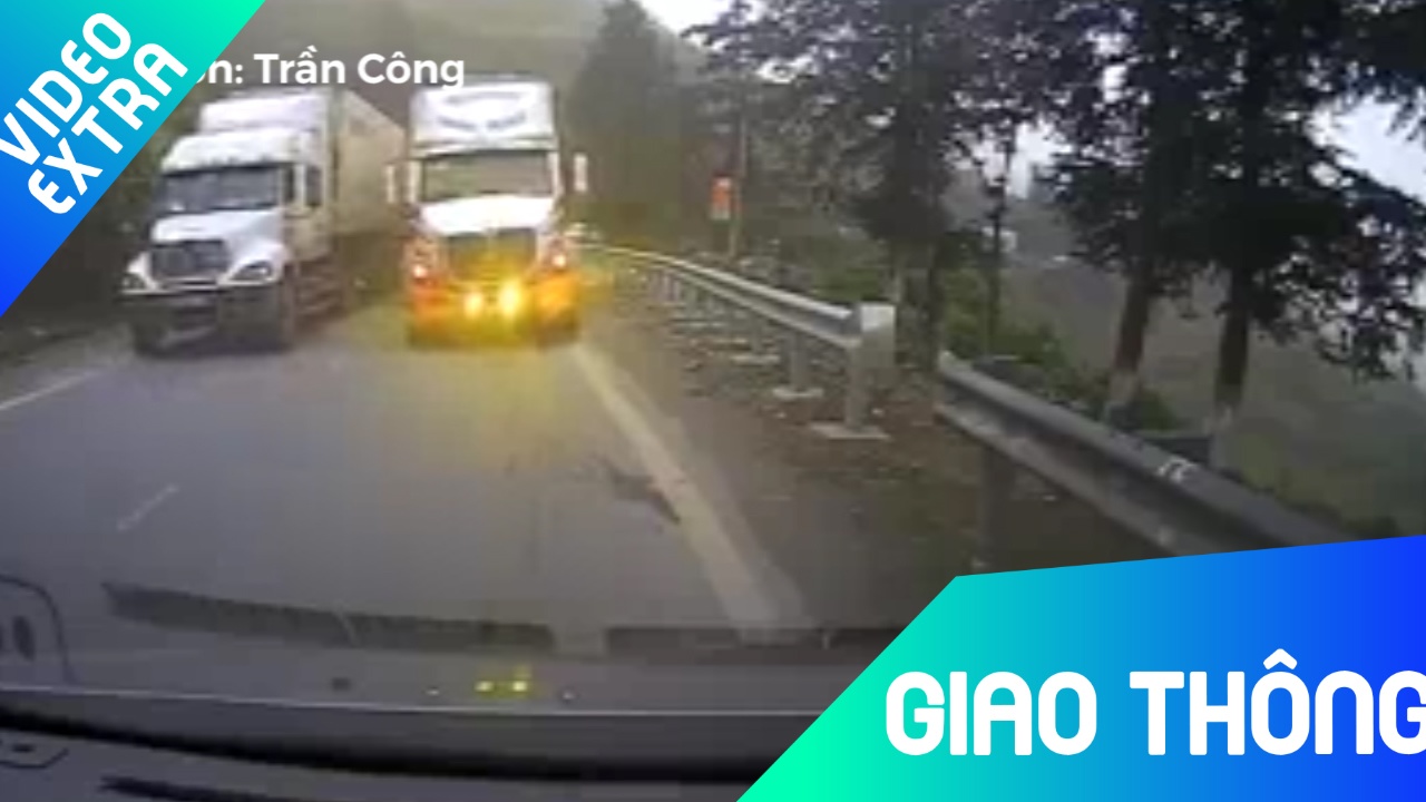 Xe container vuot au, lan xe khach nguoc chieu tren deo Sapa hinh anh