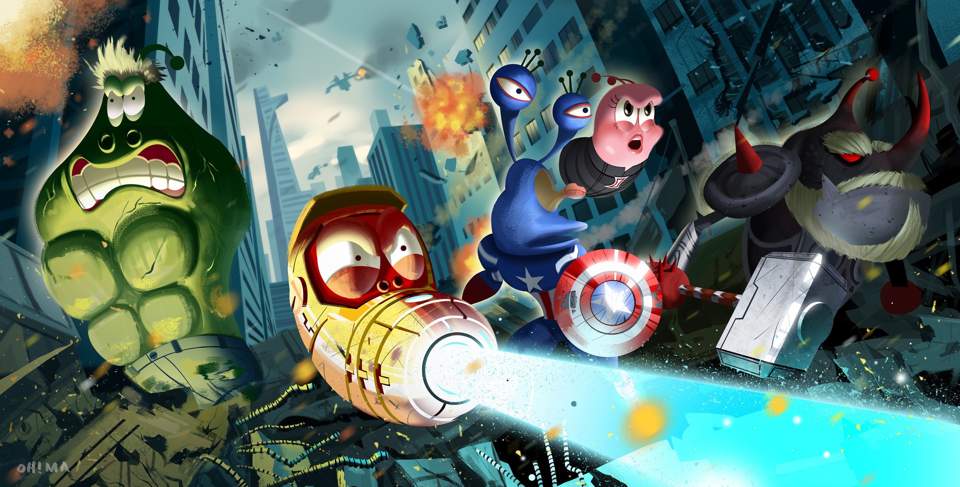 Avengers phien ban Larva day vui nhon hinh anh