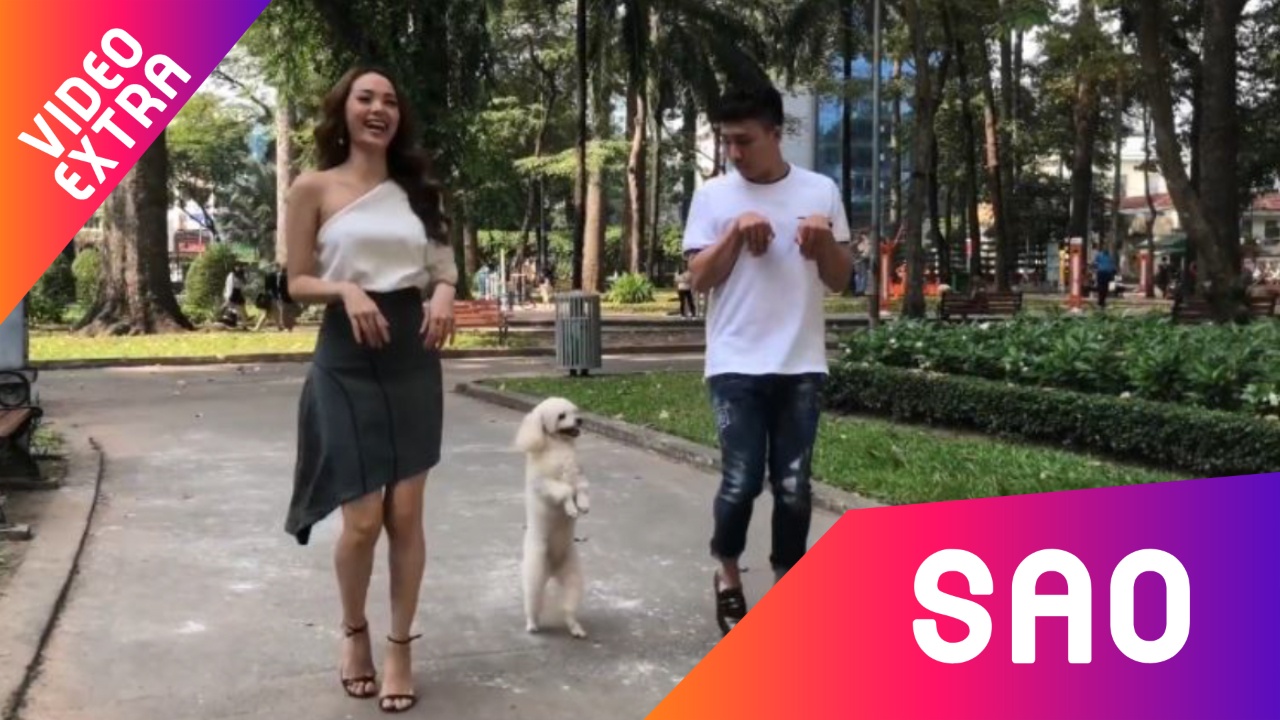 Tran Thanh va Minh Hang chay dua voi cho Poodle hinh anh