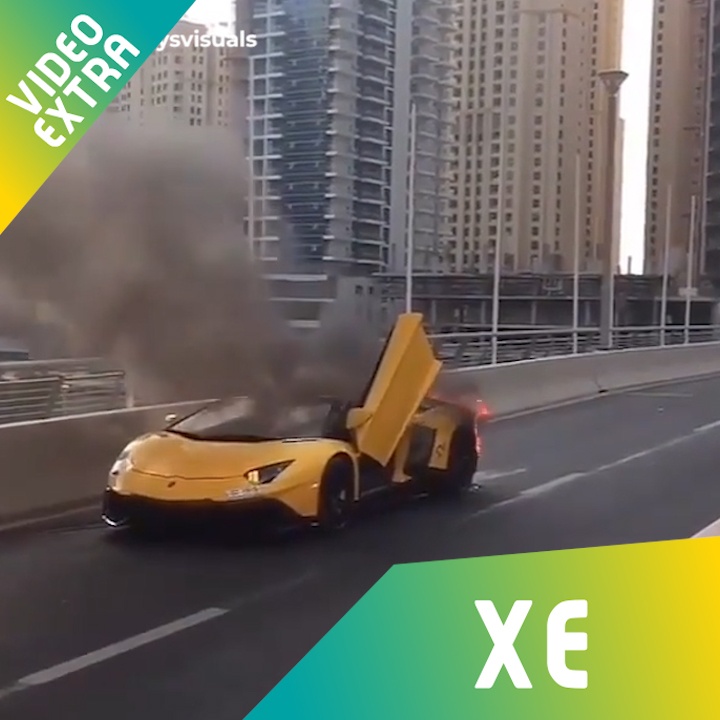 Sieu xe Lamborghini boc chay ngun ngut giua duong hinh anh