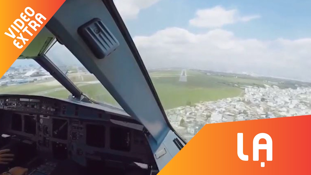 Man ha canh tren san bay duoi goc nhin phi cong hinh anh