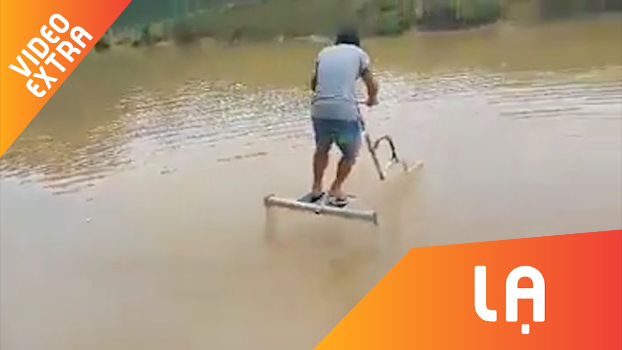 Thiet bi doc dao de di tren nuoc o vung lu hinh anh