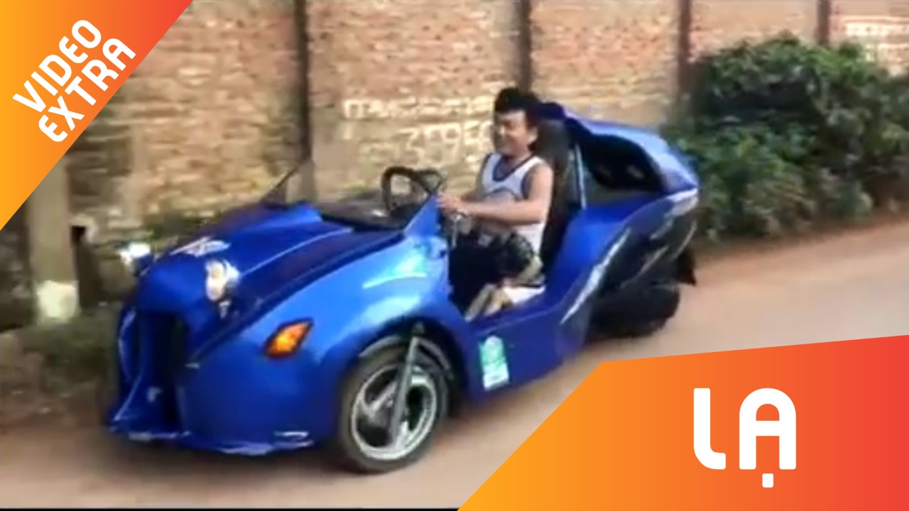 'Sieu xe 3 banh' tu che chay bon bon tren duong lang hinh anh