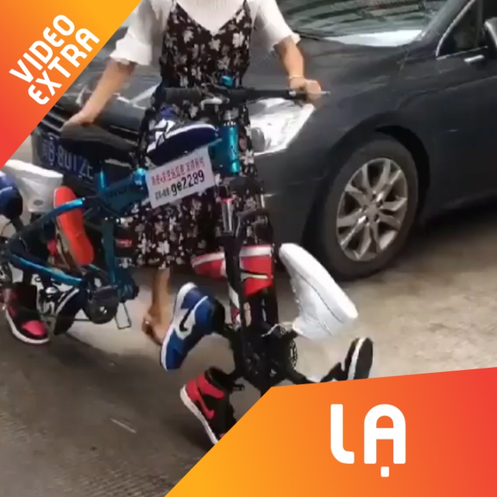 Dung 12 chiec sneaker 'mo uoc' de ket thanh banh xe dap hinh anh