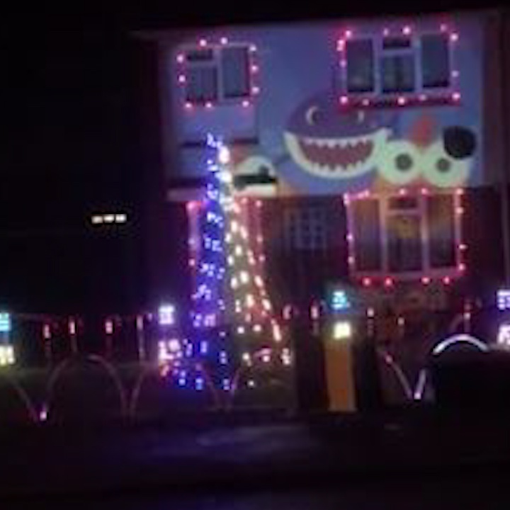 Ngoi nha trinh chieu bai hat 'Baby Shark' don giang sinh hinh anh