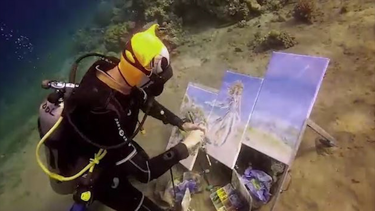 Hoa si lan de ve tranh duoi nuoc hinh anh