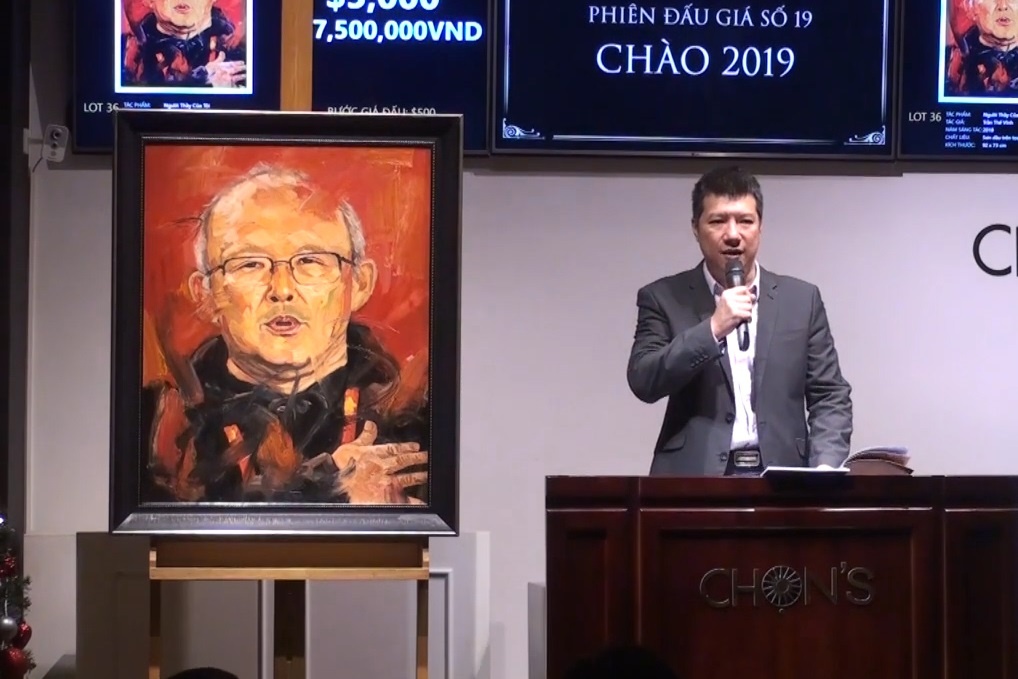 Tranh chan dung ong Park Hang Seo dau gia duoc 10.500 USD hinh anh