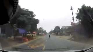 Cu ba chay bang qua duong, dot nhien bi nga ngay truoc dau xe oto hinh anh